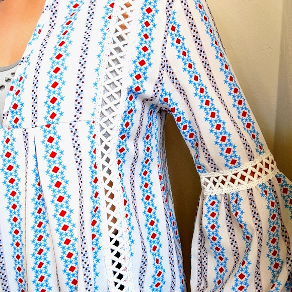 Boho Hippie Peasant Tunic Blouse